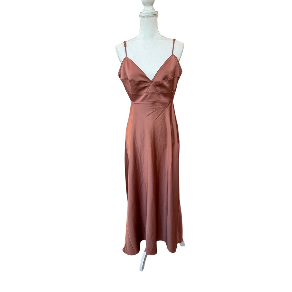 House of Harlow 1960 Maxi Dress XL Bronze Cutout Strap Backle Formal Events
